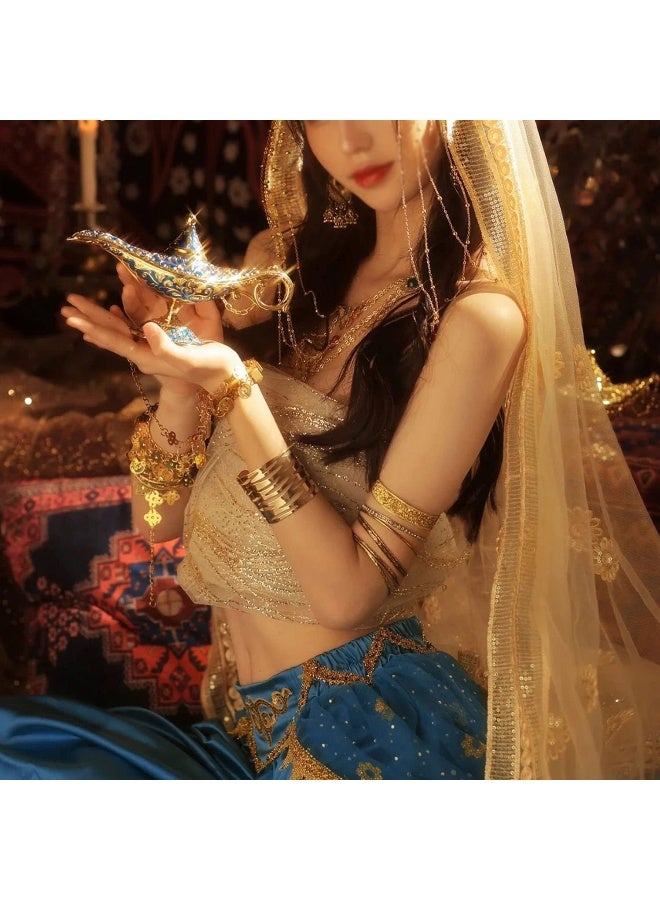 AVESON Classic Vintage Aladdin Magic Genie Costume Lamp Home Table Decoration & Gift, Golden Blue - Image 5